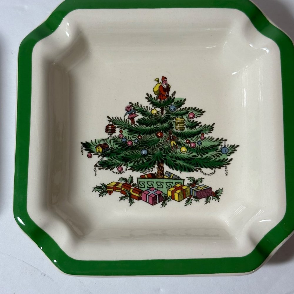 Spode Christmas Tree VTG 70's Trinket Ash Tray Set of 2 Made In England Pls READ - Picture 7 of 9